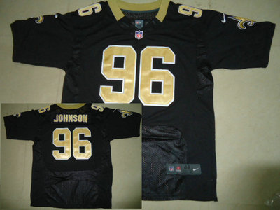 Nike New Orleans Saints 96 Tom Johnson Black Elite Jerseys
