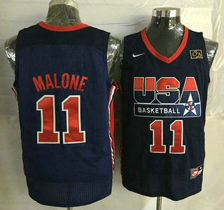 1992 Olympics Team USA #11 Karl Malone Navy Blue Swingman Jersey