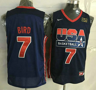 1992 Olympics Team USA #7 Larry Bird Navy Blue Swingman Jersey
