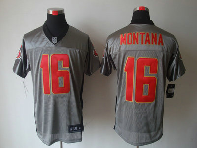 Nike San Francisco 49ers 16 Joe Montana Grey Shadow Elite Jersey