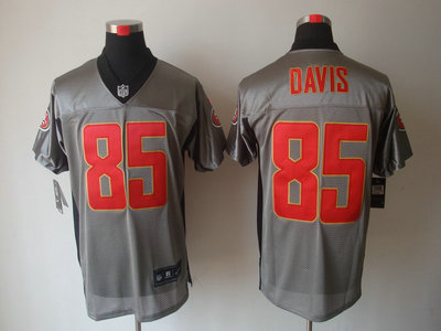 Nike San Francisco 49ers 85 Vernon Davis Grey Shadow Elite Jersey