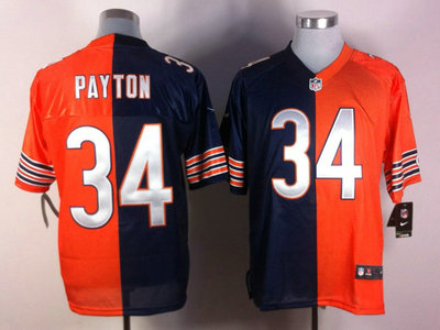 Nike Chicago Bears 34 Walter Payton Blue and Orange Split Elite Jerseys