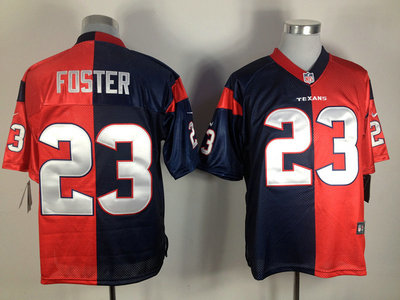 Nike Houston Texans 23 Arian Foster Blue and Red Split Elite Jerseys