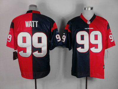 Nike Houston Texans 99 J.J. Watt Blue and Red Split Elite Jerseys