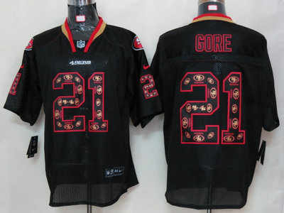Nike San Francisco 49ers 21 Frank Gore Lights Out Black Elite Jerseys