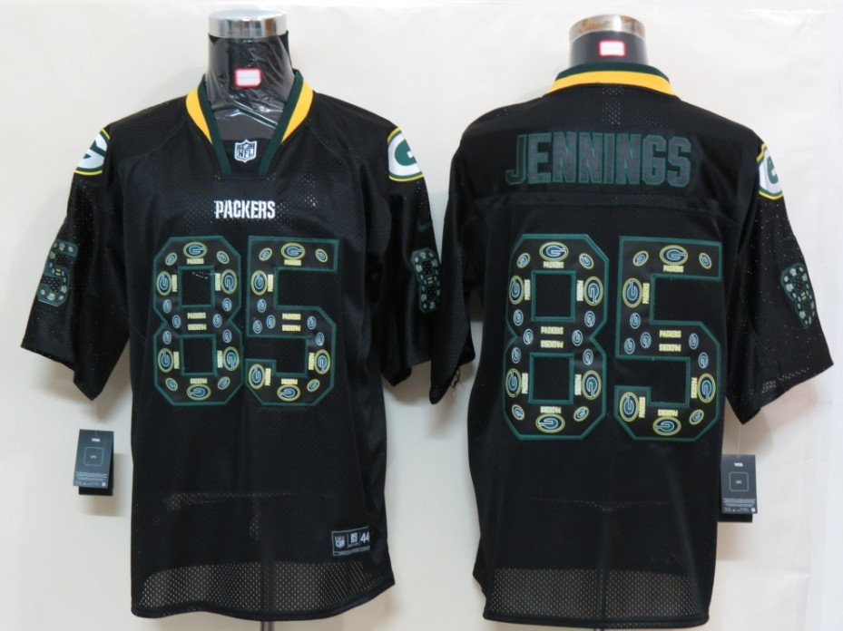 Nike Green Bay Packers 85 Greg Jennings Lights Out Black Elite Jerseys