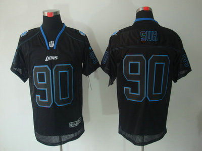 Nike Detroit Lions 90 Ndamukong Suh Lights Out Black NFL Jerseys