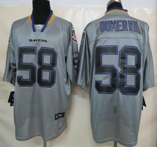Baltimore Ravens 58 Elvis Dumervil Lights Out Grey Elite Jersey