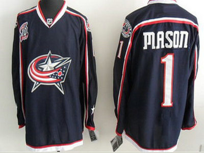 Blue Jackets 1 Mason Blue Jerseys