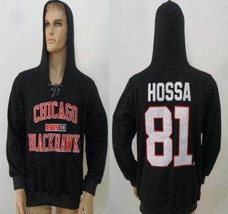 CCM Chicago Blackhawks #81 Marian Hossa Black Hoody