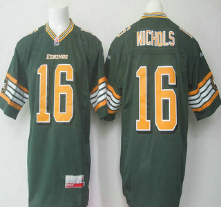 CFL Edmonton Eskimos #16 Matt Nichols Green Jersey