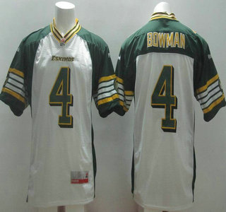 CFL Edmonton Eskimos #4 Adarius Bowman White Jersey