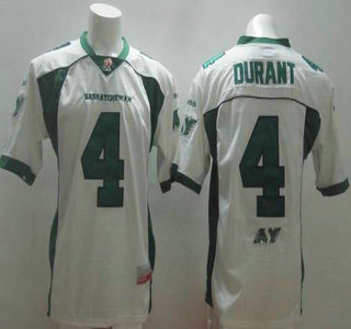 CFL Saskatchewan Roughriders #4 Darian Durant White Jersey