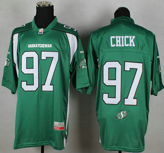 CFL Saskatchewan Roughriders #97 John Chick Green Jersey