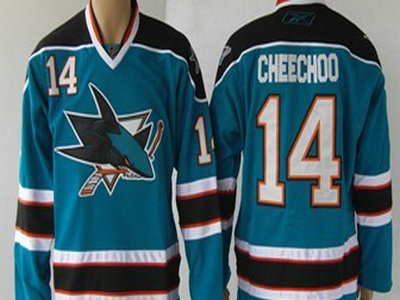Cheap San Jose Sharks 14 Jonathan Cheechoo Blue Jersey