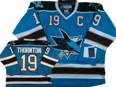 Cheap San Jose Sharks 19 Joe Thornton Blue Jersey