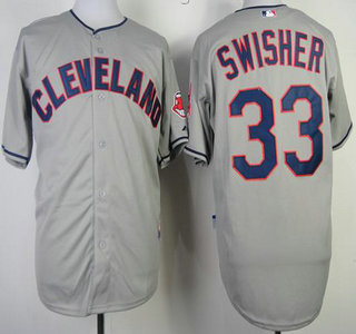 Cleveland Indians #33 Nick Swisher Grey Cool Base Jersey