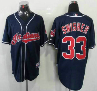 Cleveland Indians 33 Nick Swisher Navy Blue Jersey