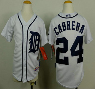 Detroit Tigers #24 Miguel Cabrera White Kids Jersey