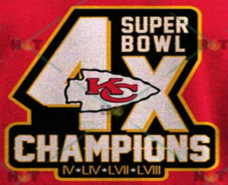 Embroidered Kansas City Chiefs IV,LIV,LVII, LVIII 4x Champions Jersey Patch