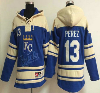 Kansas City Royals #13 Salvador Perez Blue Hoody