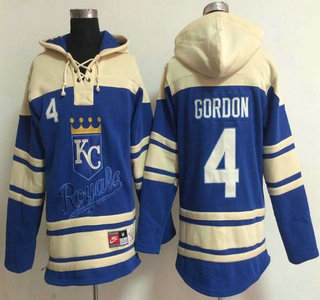 Kansas City Royals #4 Alex Gordon Blue Hoody