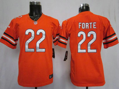 Nike Chicago Bears 22 Matt Forte Orange Game Kids Jersey