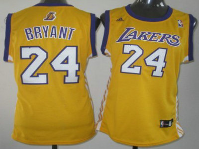 Los Angeles Lakers 24 Kobe Bryant Revolution 30 Swingman Yellow Womens Jersey