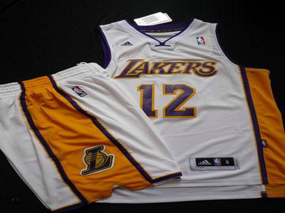 Los Angeles Lakers 12# Dwight Howard White Revolution 30 Swingman NBA Jersey & Shorts Suit