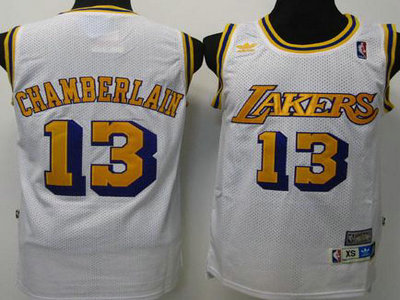 Los Angeles Lakers 13 Chamberlain White Throwback NBA Jerseys