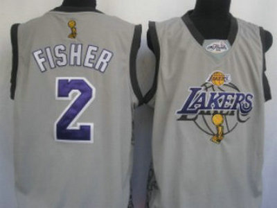 Los Angeles Lakers 2 Fisher 2010 The Finals Commemorative Edition Gray Jersey