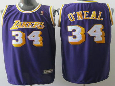 Los Angeles Lakers 34 Shaquille O'Neal Purple Jerseys