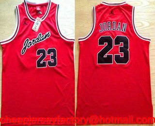 Men's #23 Michael Jordan Red Swingman Commemorative Basketball Jersey