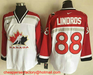 Men's 1998 Team Canada #88 Eric Lindros White Nike Olympic Throwback Stitched Hockey Jersey