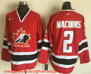 Men's 2002 Team Canada #2 Al MacInnis Red Nike Olympic Throwback Stitched Hockey Jersey