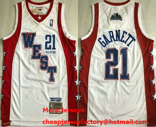 Men's 2004 All Star #21 Kevin Garnett White Hardwood Classics Soul AU Throwback Jersey