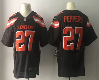 Men's 2017 NFL Draft Cleveland Browns #27 Jabrill Peppers Brown Team Color Stitched NFL Nike Elite Jersey