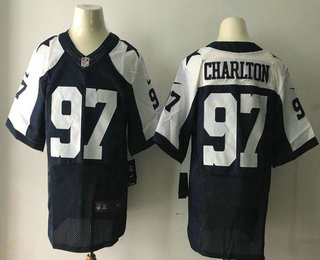 Men's 2017 NFL Draft Dallas Cowboys #97 Taco Charlton Blue Thanksgiving Alternate Stitched NFL Nike Elite Jersey