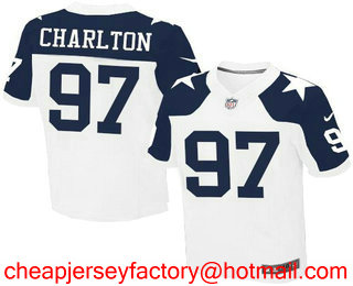 Men's 2017 NFL Draft Dallas Cowboys #97 Taco Charlton White Thanksgiving Alternate Stitched NFL Nike Elite Jersey