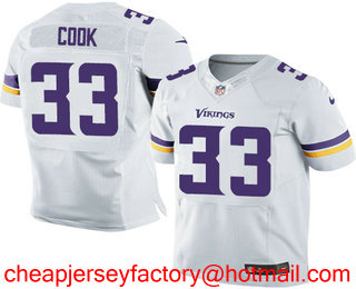 Men's 2017 NFL Draft Minnesota Vikings #33 Dalvin Cook White Road Stitched NFL Nike Elite Jersey