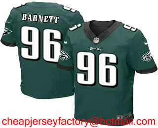 Men's 2017 NFL Draft Philadelphia Eagles #96 Derek Barnett Midnight Green Team Color Stitched NFL Nike Elite Jersey