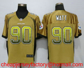 Men's 2017 NFL Draft Pittsburgh Steelers #90 T. J. Watt Gold Drift Stitched NFL Nike Fashion Jersey