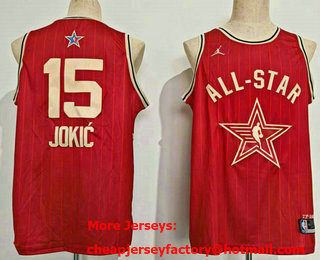Men's 2024 All Star Denver Nuggets #15 Nikola Jokic Crimson Stitched Basketball Jersey