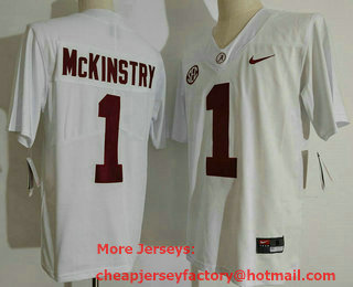 Men's Alabama Crimson Tide #1 Aid McKinstry Limited White College Football Jersey
