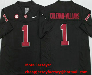 Men's Alabama Crimson Tide #1 Ryan Coleman-Williams Black 2026 FUSE College Football Jersey