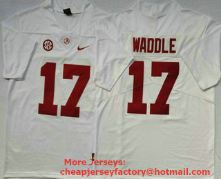 Men's Alabama Crimson Tide #17 Jaylen Waddle White 2017 Vapor Untouchable Stitched Nike NCAA Jersey