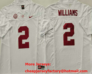 Men's Alabama Crimson Tide #2 Ryan Williams White FUSE College Stitched Jersey