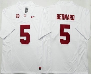 Men's Alabama Crimson Tide #5 Germie Bernard Limited White FUSE College Football Jersey