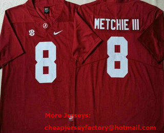 Men's Alabama Crimson Tide #8 John Metchie III Red College Football Jersey