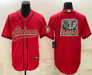 Men's Alabama Crimson Tide Red Team Big Logo With Patch Cool Base Stitched Baseball Jersey